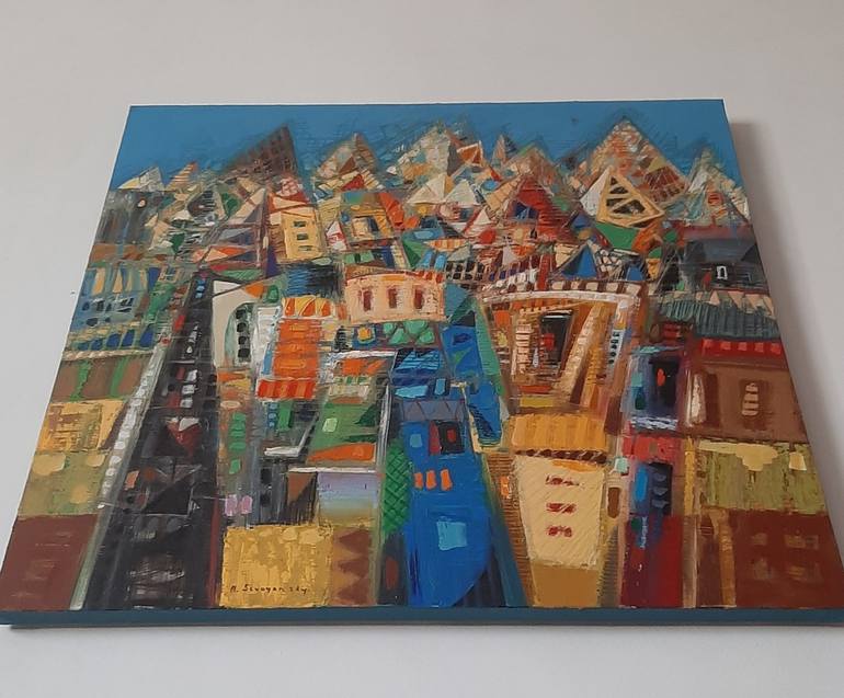 Original Cubism Landscape Painting by Aram Sevoyan