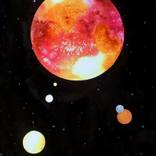 Untitled Orb in Fuschia and Tan on Black by Hannah Rothstein