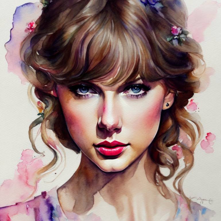 Taylor Swift Watercolor Painting by William Frazier | Saatchi Art