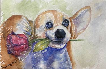 Print of Dogs Paintings by Prasida Yerra