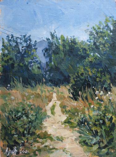 HOT AUGUST – original painting warm impressionistic summer thumb