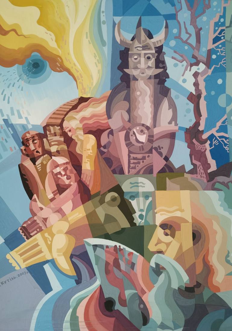 Print of Cubism Abstract Paintings by Oleksandr Kutil