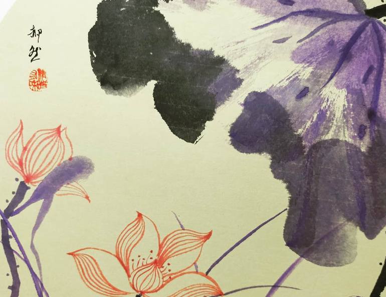 Original Art Deco Floral Painting by Ran Hao