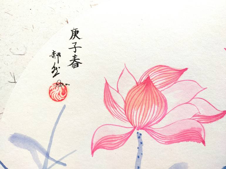 Original Art Deco Floral Painting by Ran Hao