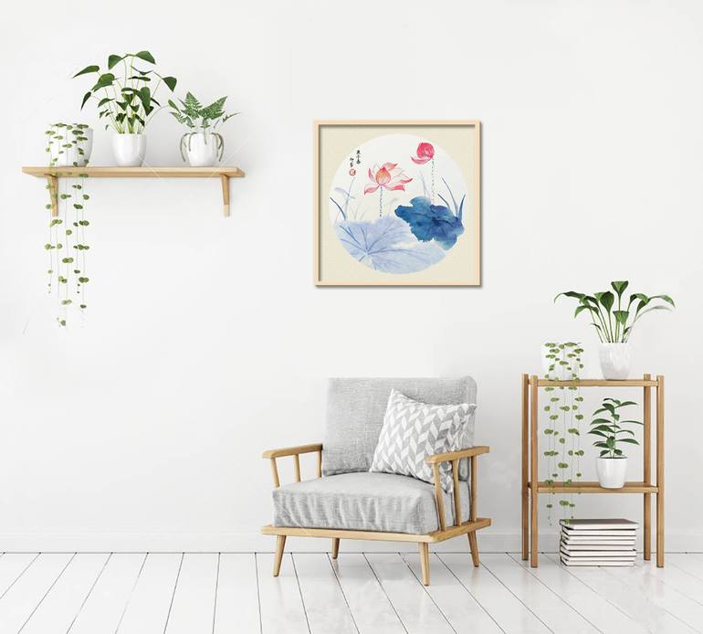 Original Art Deco Floral Painting by Ran Hao