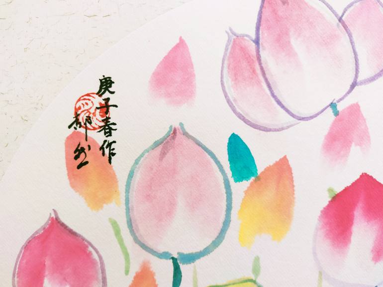 Original Art Deco Floral Painting by Ran Hao