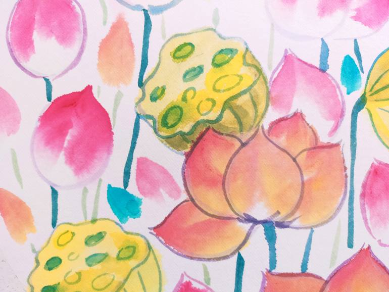 Original Art Deco Floral Painting by Ran Hao