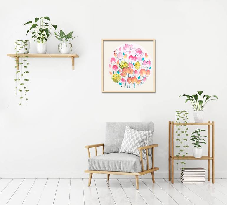 Original Art Deco Floral Painting by Ran Hao