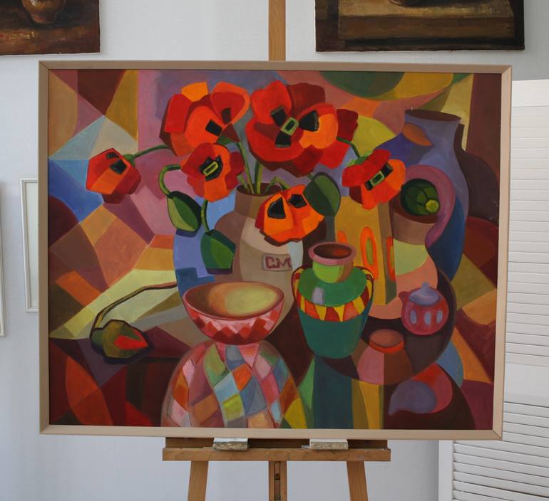 Original Cubism Floral Painting by Svitlana Melnychuk