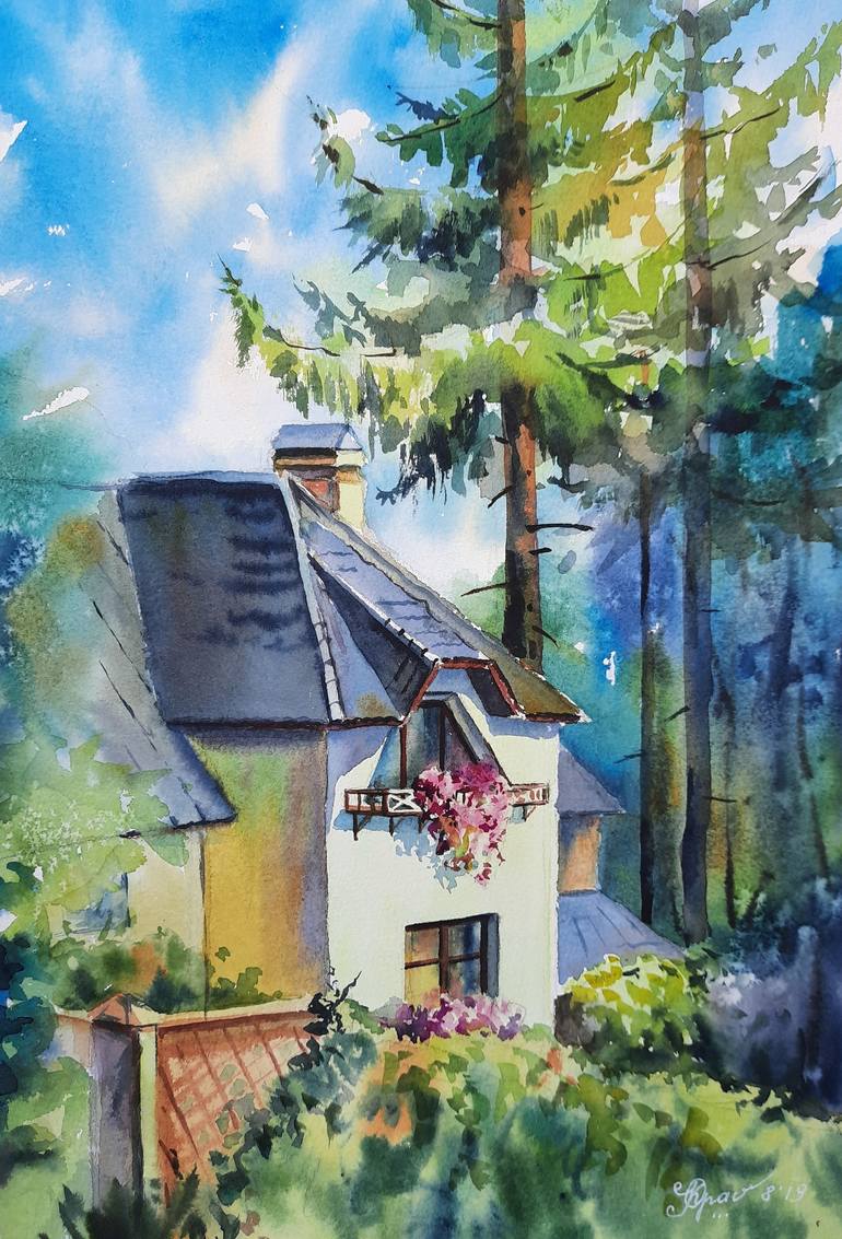 Fairytale house Painting by Olga Krasyukova | Saatchi Art