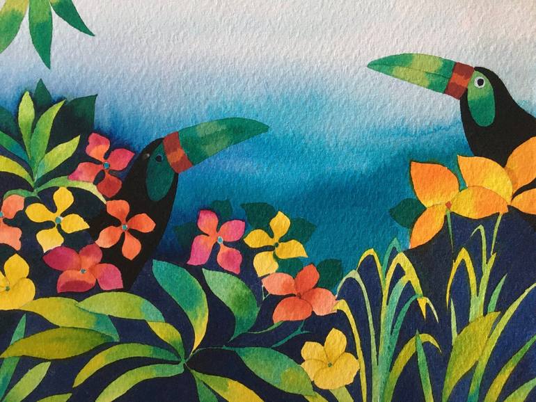 Original Botanic Painting by Mjose Brignardelli  Illustration Art on Paper  tropical