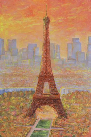 The Eiffel Tower, France. Autumn sunset melody in Paris. thumb