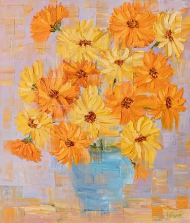 Original Abstract Floral Painting by Galina Vasiljeva
