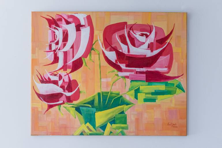 Original Abstract Expressionism Floral Painting by Galina Vasiljeva