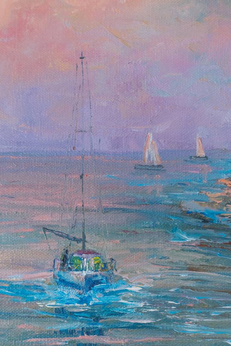 Original Abstract Expressionism Beach Painting by Galina Vasiljeva