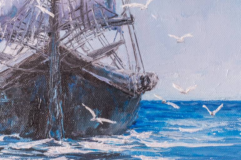 Original Abstract Expressionism Beach Painting by Galina Vasiljeva