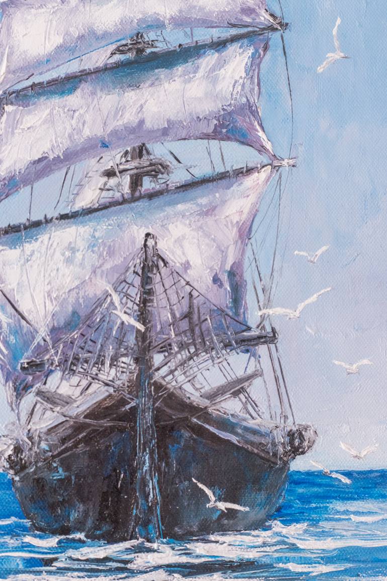 Original Abstract Expressionism Beach Painting by Galina Vasiljeva