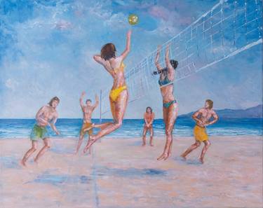 Original Figurative Sports Paintings by Galina Vasiljeva