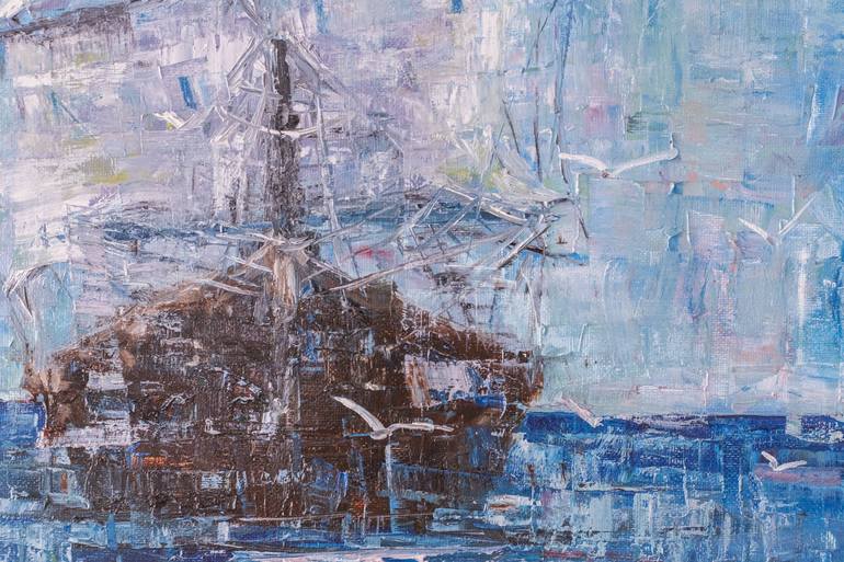 Original Impressionism Sailboat Painting by Galina Vasiljeva