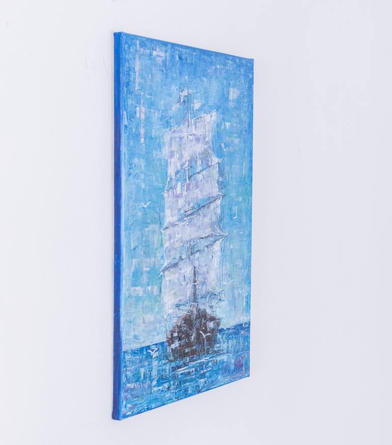 Original Impressionism Sailboat Painting by Galina Vasiljeva