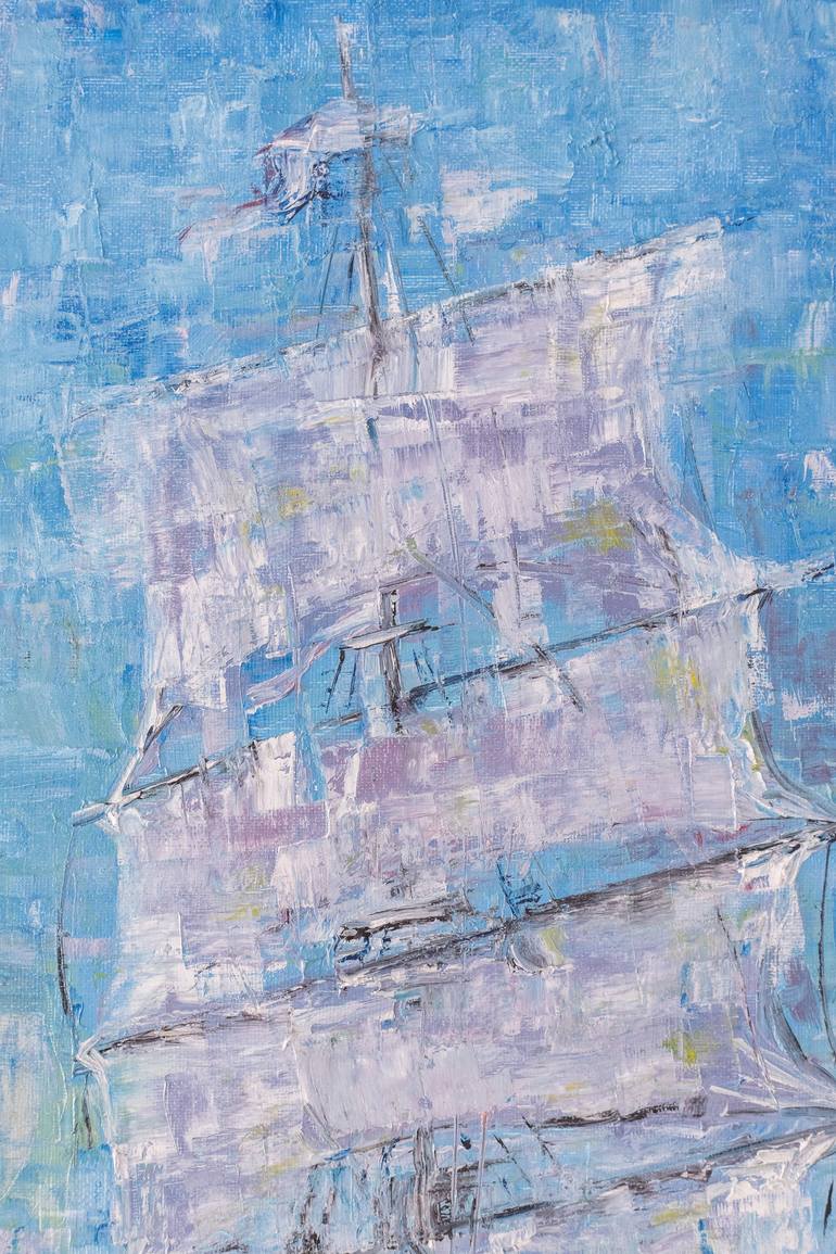 Original Impressionism Sailboat Painting by Galina Vasiljeva