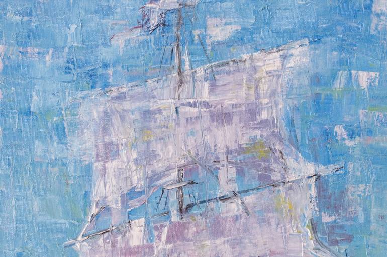 Original Impressionism Sailboat Painting by Galina Vasiljeva