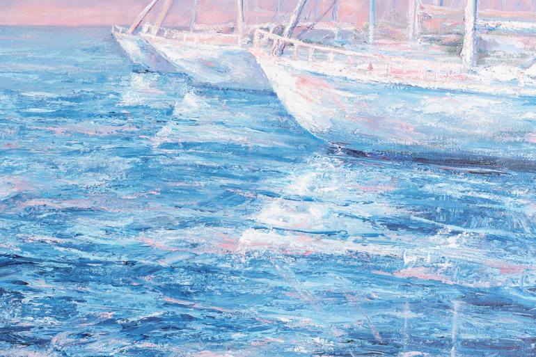 Original Impressionism Boat Painting by Galina Vasiljeva