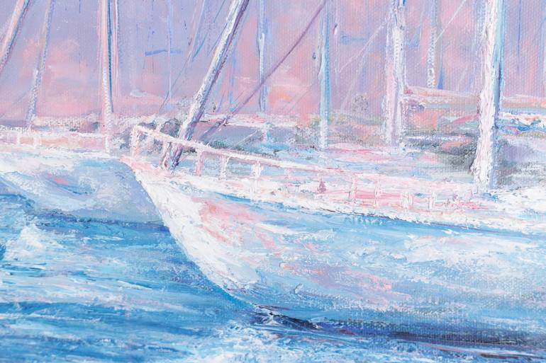 Original Impressionism Boat Painting by Galina Vasiljeva