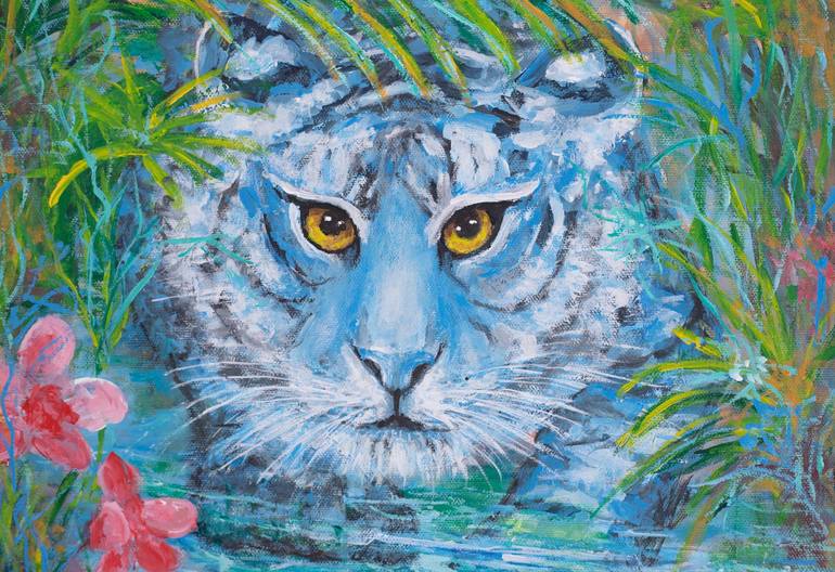 Original Art Deco Animal Painting by Galina Vasiljeva