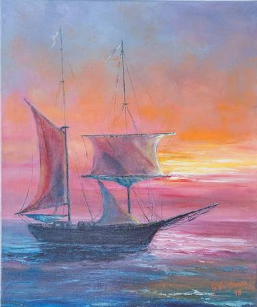 Original Art Deco Seascape Paintings by Galina Vasiljeva