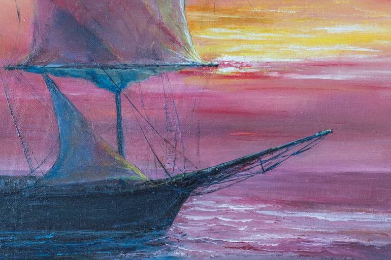 Original Art Deco Seascape Painting by Galina Vasiljeva