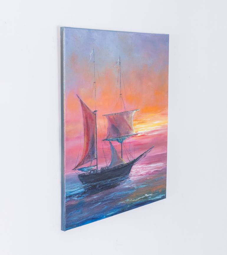 Original Art Deco Seascape Painting by Galina Vasiljeva