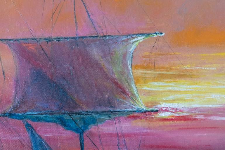 Original Art Deco Seascape Painting by Galina Vasiljeva