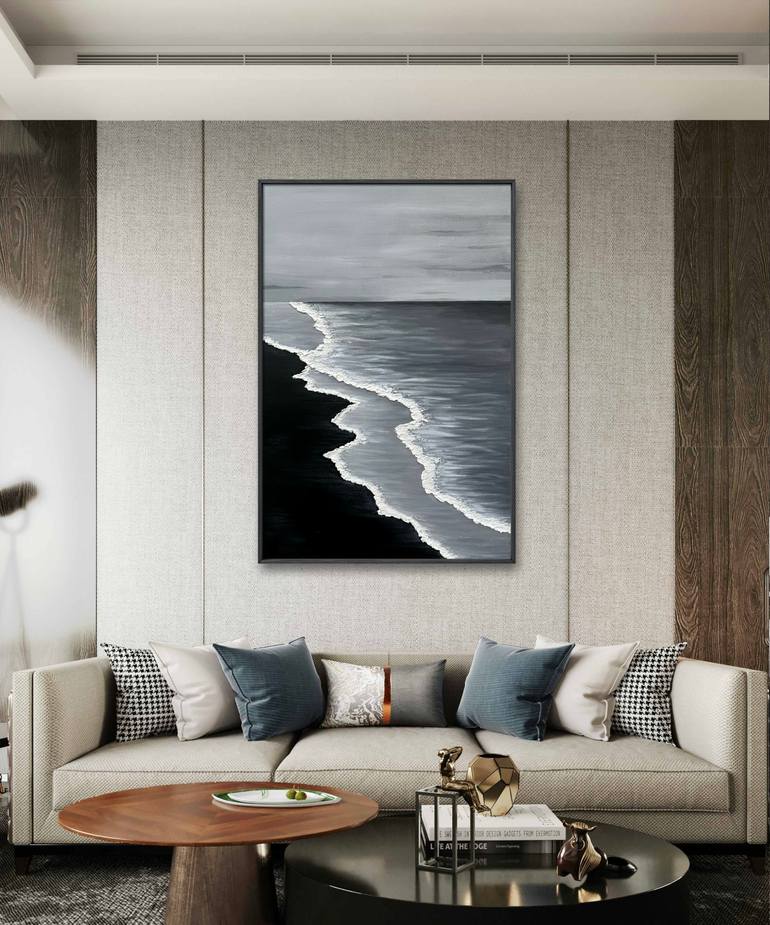 Original Abstract Beach Painting by Alena Savinskaya