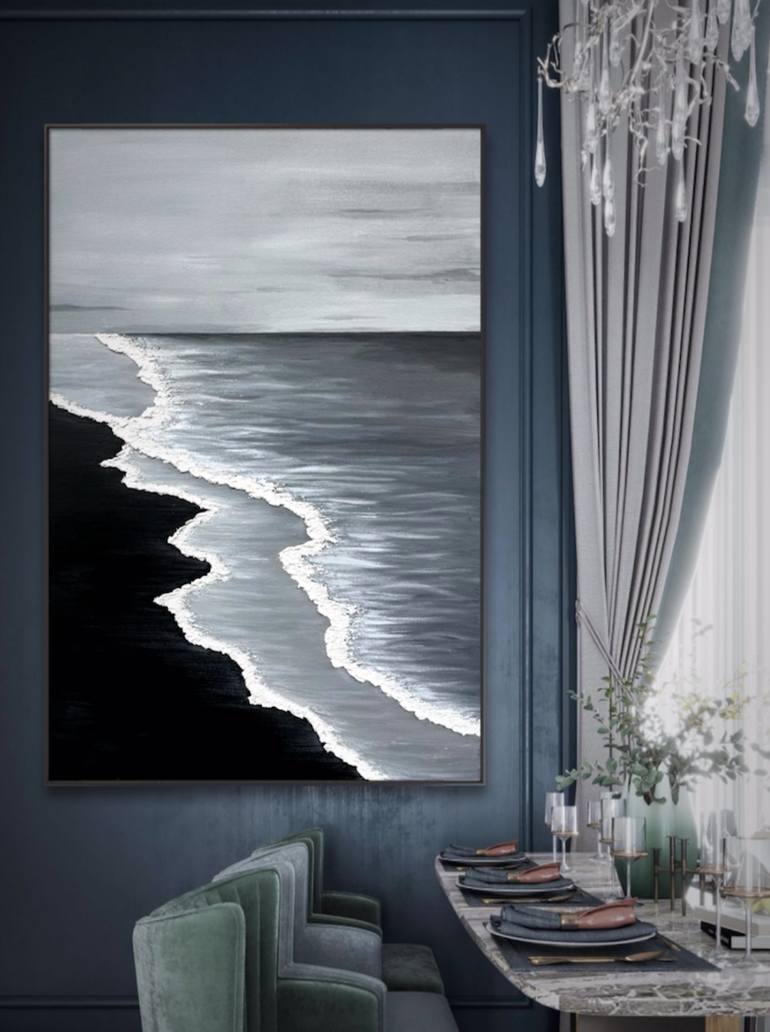 Original Abstract Beach Painting by Alena Savinskaya