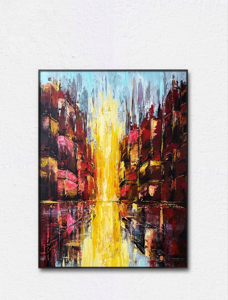 Original Abstract Cities Painting by Alena Savinskaya