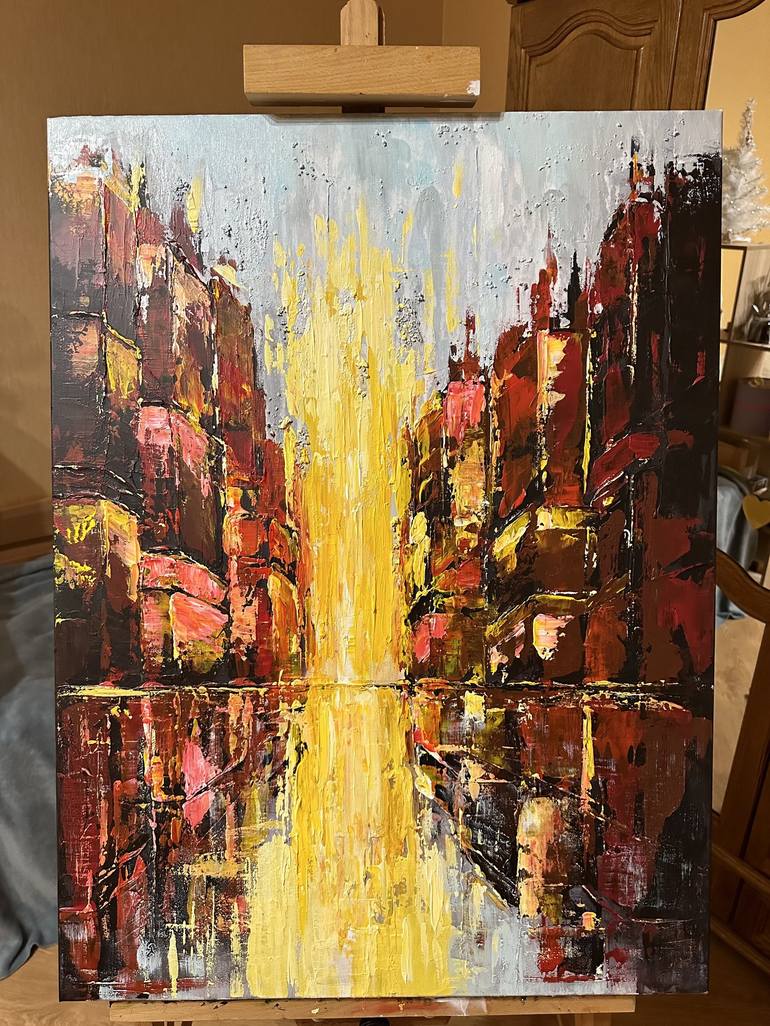 Original Abstract Cities Painting by Alena Savinskaya