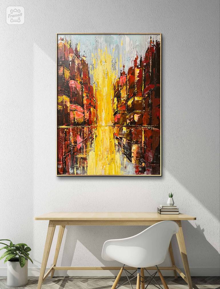 Original Abstract Cities Painting by Alena Savinskaya