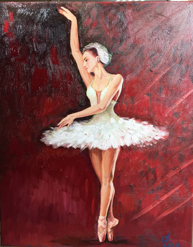 Swan Lake Ballerina Painting by Qi Zhang | Saatchi Art