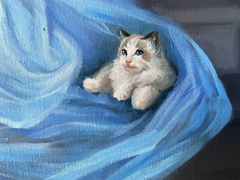 Original Cats Painting by Qi Zhang