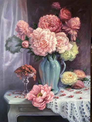 Original Realism Floral Paintings by Qi Zhang