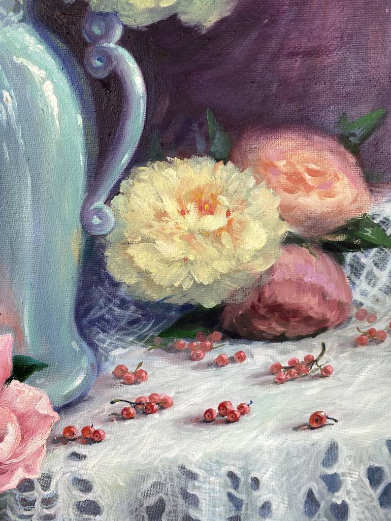 Original Realism Floral Painting by Qi Zhang