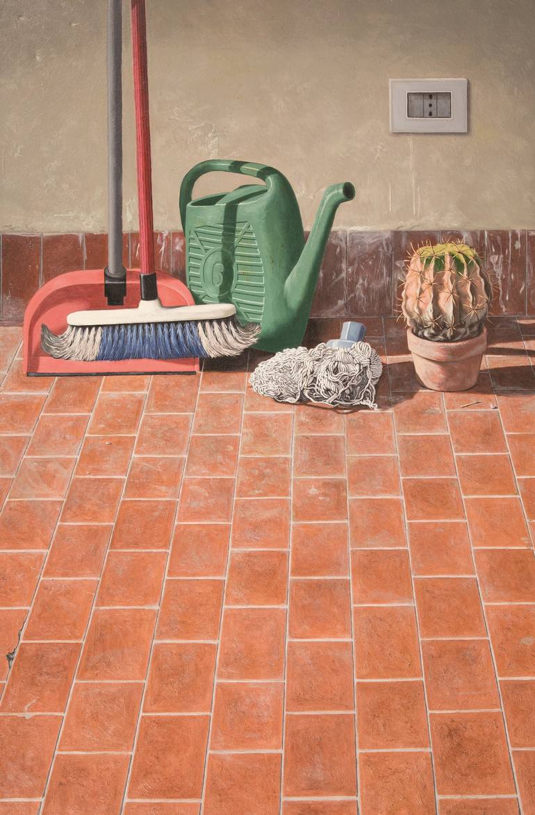Objects on the terrace Painting by Giuseppe Sciortino |