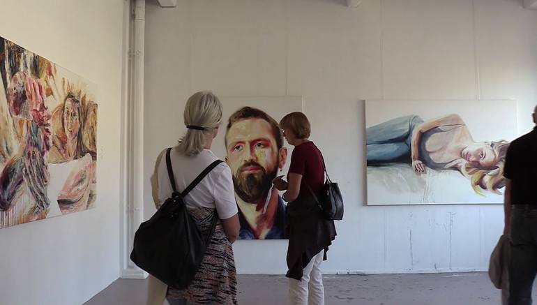 Original Expressionism People Painting by Miguel Martínez