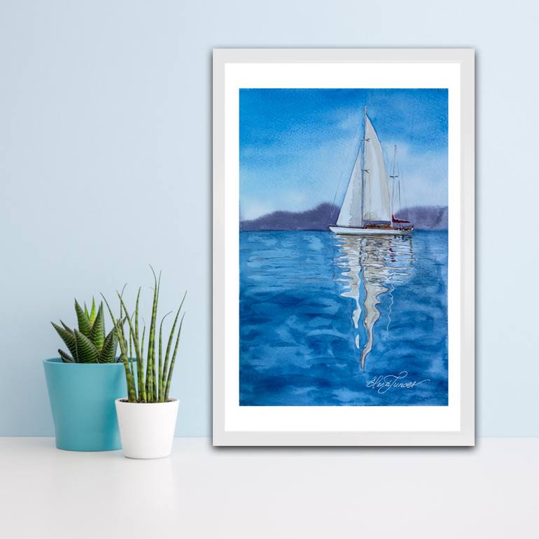 Original Boat Painting by Elena Tuncer