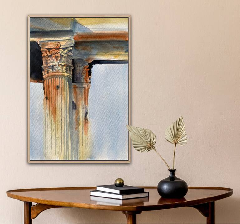 Original Art Deco Architecture Painting by Elena Tuncer