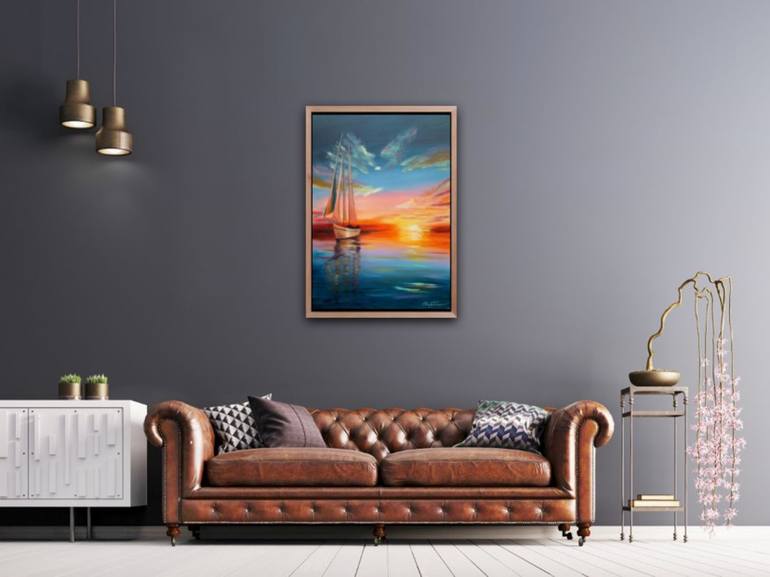 Original Sailboat Painting by Elena Tuncer