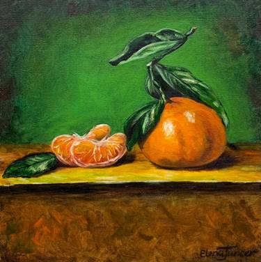 'Winter Oranges' Still life Fruits Orange with two pieces Holland Style Still Life, Oil on canvas thumb