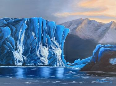 “Significance” Blue Iceberg Oil Painting On Large Canvas thumb