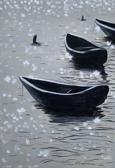 'Boats shining' Acrylic on stretched canvas thumb